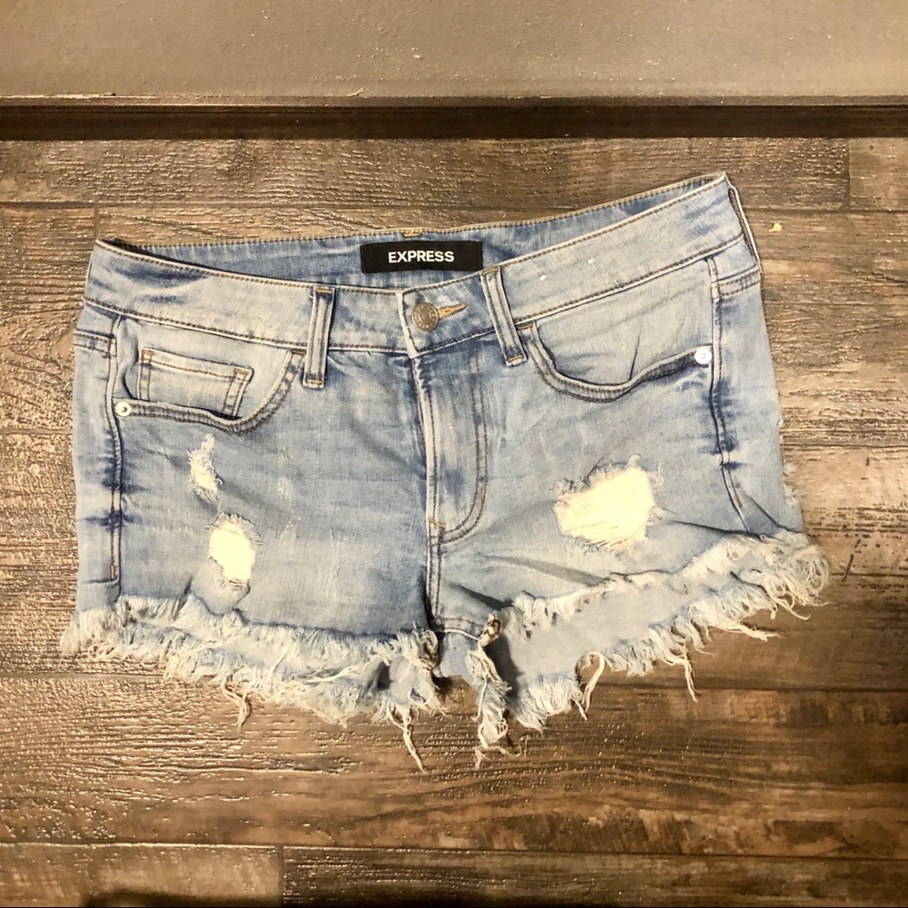 Light Wash Distressed Jean Shorts